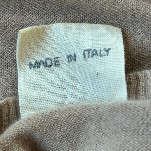 Prive 45 Cashmere? V Neck Sweater Large Tan Thrashed Designer Luxury Grunge Cozy - Picture 16 of 16